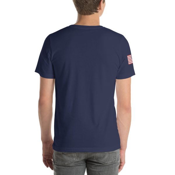 Goat Propulsion Laboratory Logo T-Shirt with American Flag on Right Sleeve - Image 26