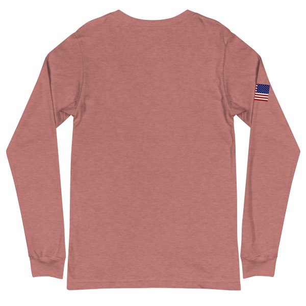 Goat Pen Podcast Logo Unisex Long Sleeve Tee with American Flag on Right Sleeve - Image 26