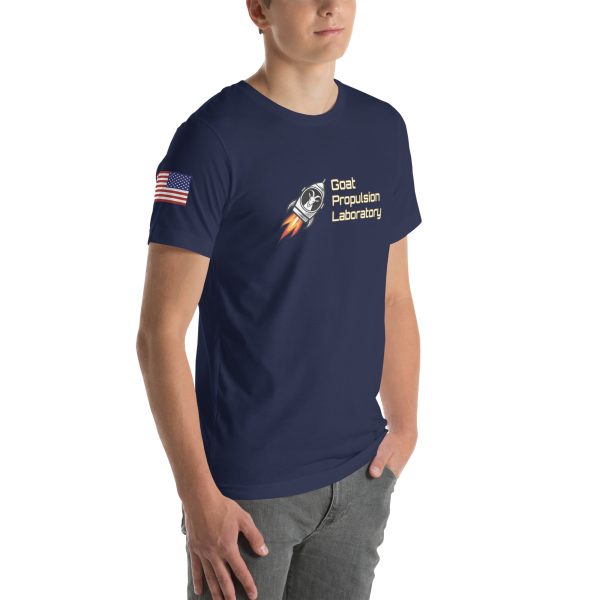 Goat Propulsion Laboratory Logo T-Shirt with American Flag on Right Sleeve - Image 30