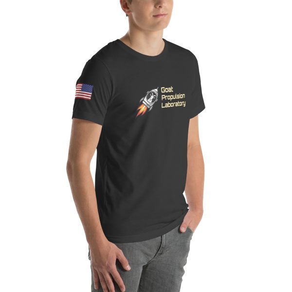 Goat Propulsion Laboratory Logo T-Shirt with American Flag on Right Sleeve - Image 40