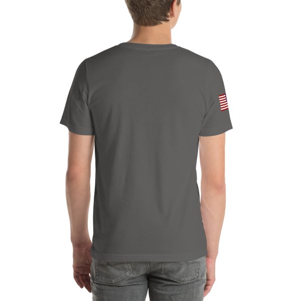 Goat Propulsion Laboratory Logo T-Shirt with American Flag on Right Sleeve - Image 56