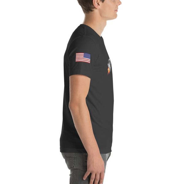 Goat Propulsion Laboratory Logo T-Shirt with American Flag on Right Sleeve - Image 38