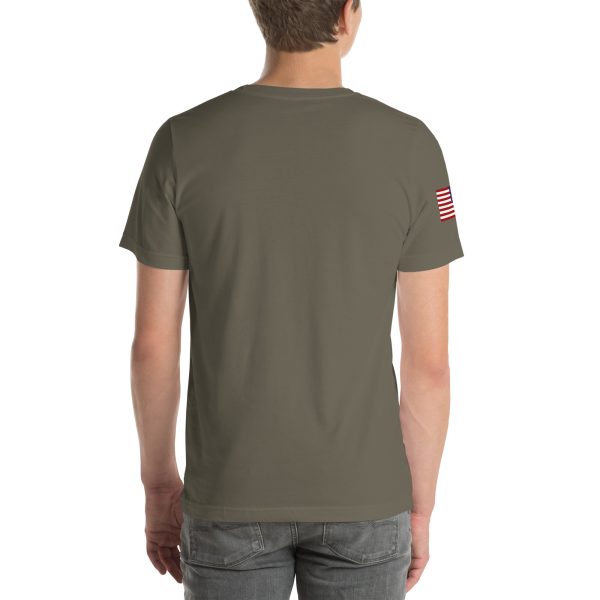 Goat Propulsion Laboratory Logo T-Shirt with American Flag on Right Sleeve - Image 62