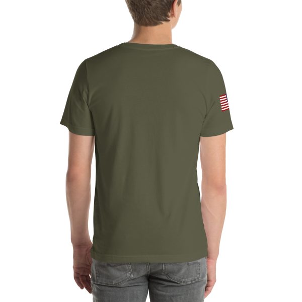 Goat Propulsion Laboratory Logo T-Shirt with American Flag on Right Sleeve - Image 50