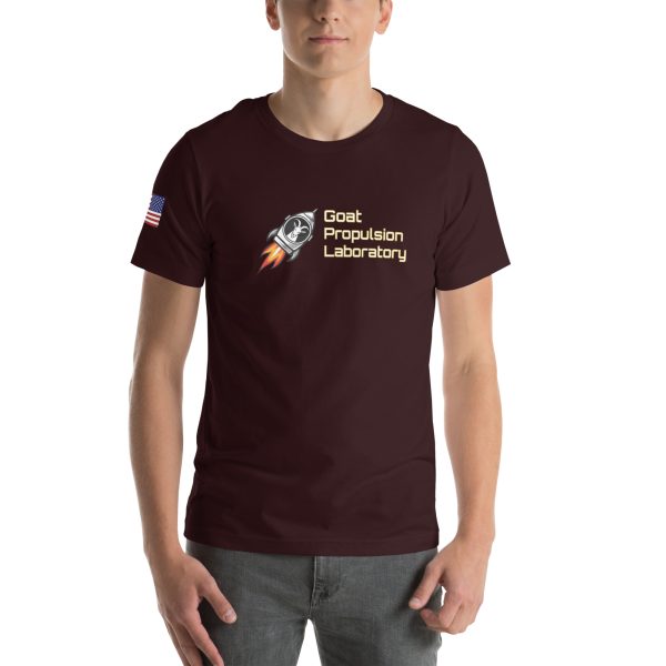 Goat Propulsion Laboratory Logo T-Shirt with American Flag on Right Sleeve - Image 19