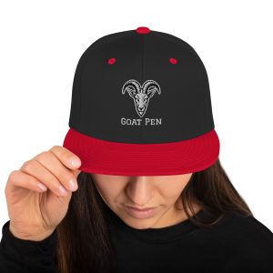 Goat Pen Classic Capricorn Goat Head Logo Snapback Flat Brimmed Cap | Embroidered | Many colors to choose from.