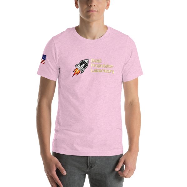 Goat Propulsion Laboratory Logo T-Shirt with American Flag on Right Sleeve - Image 67