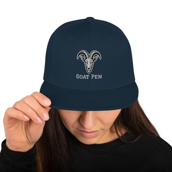 Goat Pen Classic Capricorn Goat Head Logo Snapback Flat Brimmed Cap | Embroidered | Many colors to choose from. - Image 2