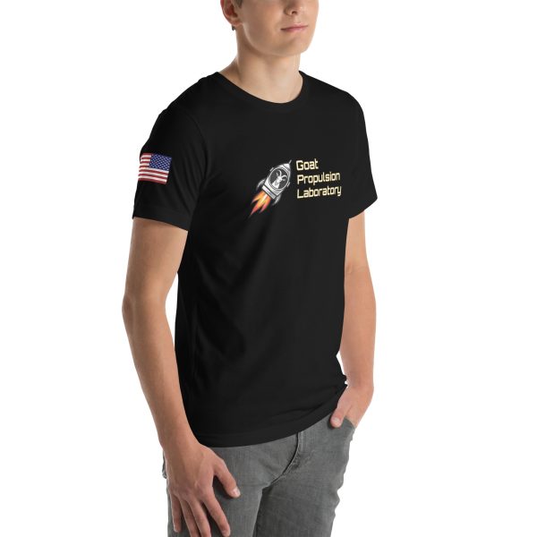 Goat Propulsion Laboratory Logo T-Shirt with American Flag on Right Sleeve - Image 12