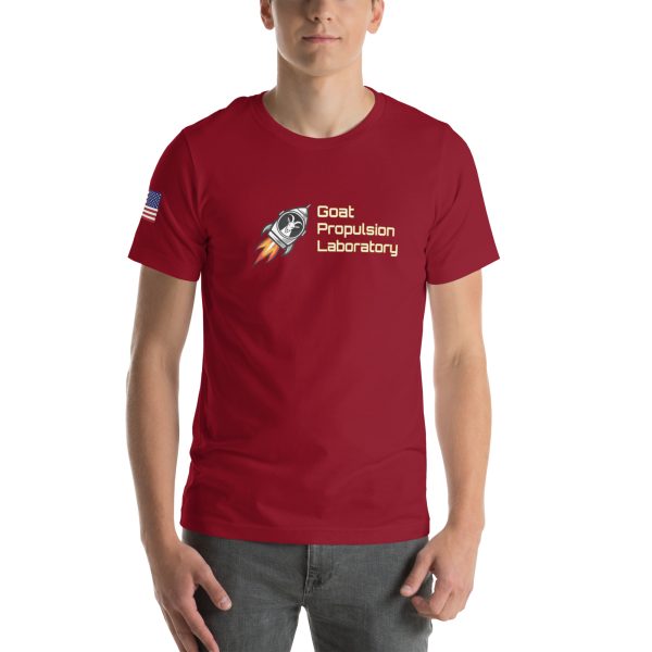 Goat Propulsion Laboratory Logo T-Shirt with American Flag on Right Sleeve - Image 31