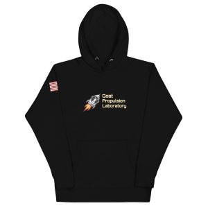 Goat Propulsion Laboratory Logo Hoodie with American Flag on Right Sleeve