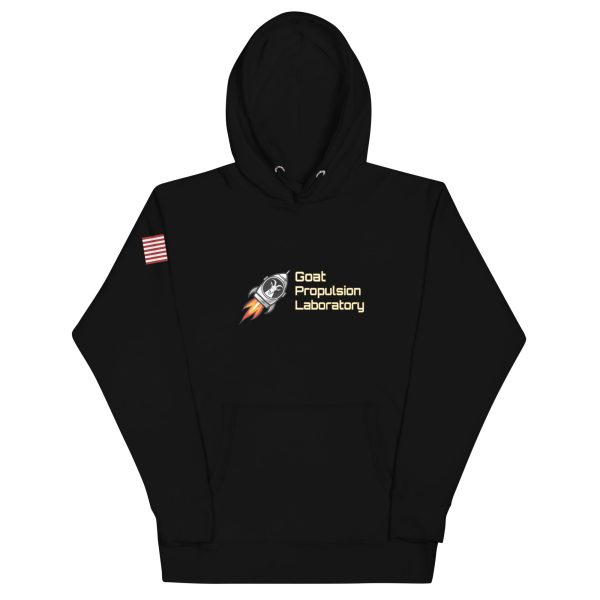 Goat Propulsion Laboratory Logo Hoodie with American Flag on Right Sleeve