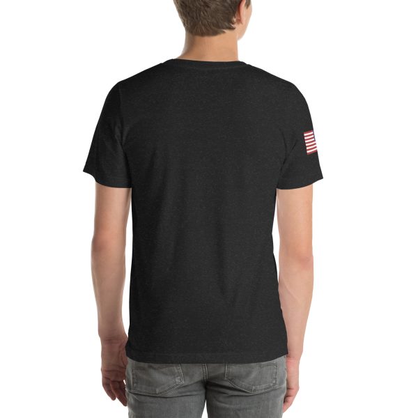 Goat Propulsion Laboratory Logo T-Shirt with American Flag on Right Sleeve - Image 2
