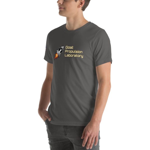 Goat Propulsion Laboratory Logo T-Shirt with American Flag on Right Sleeve - Image 58