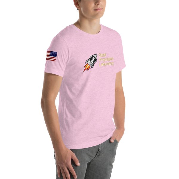 Goat Propulsion Laboratory Logo T-Shirt with American Flag on Right Sleeve - Image 72